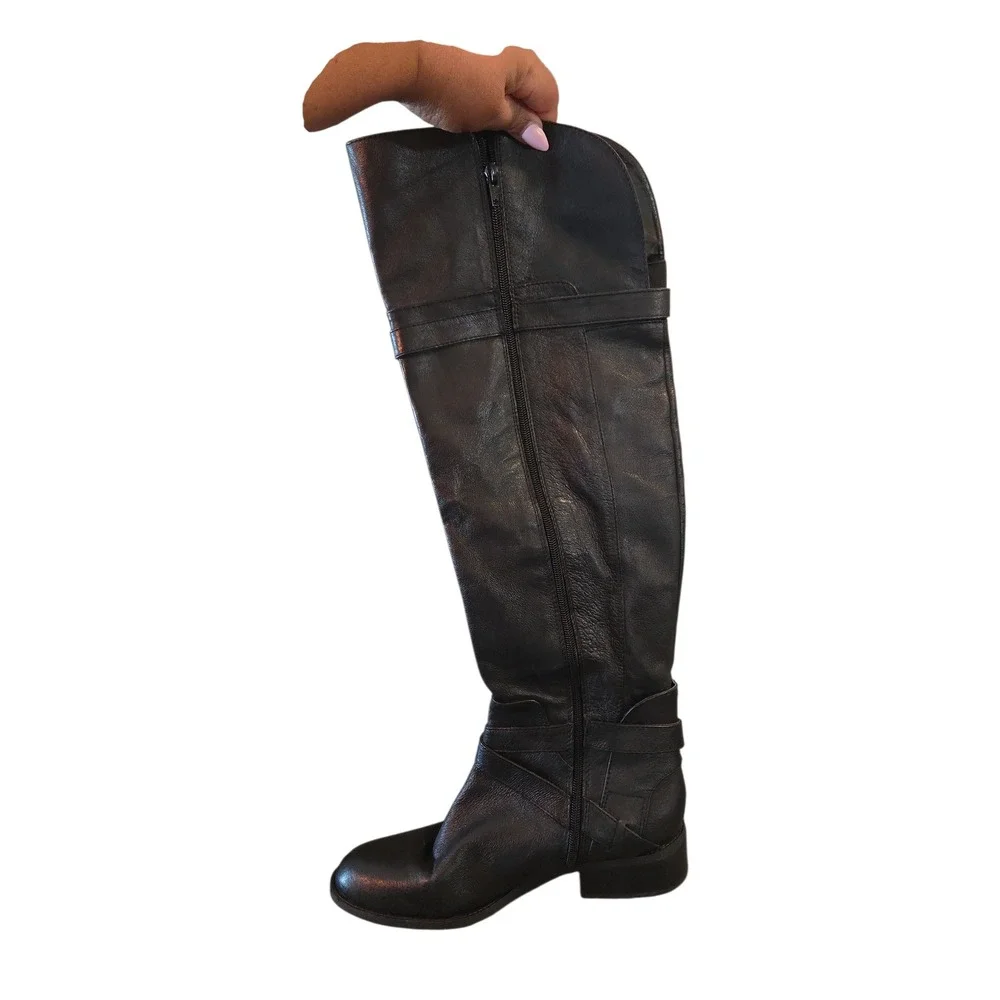 Nine West Black Leather Knee High Riding Boots Size‎ 10